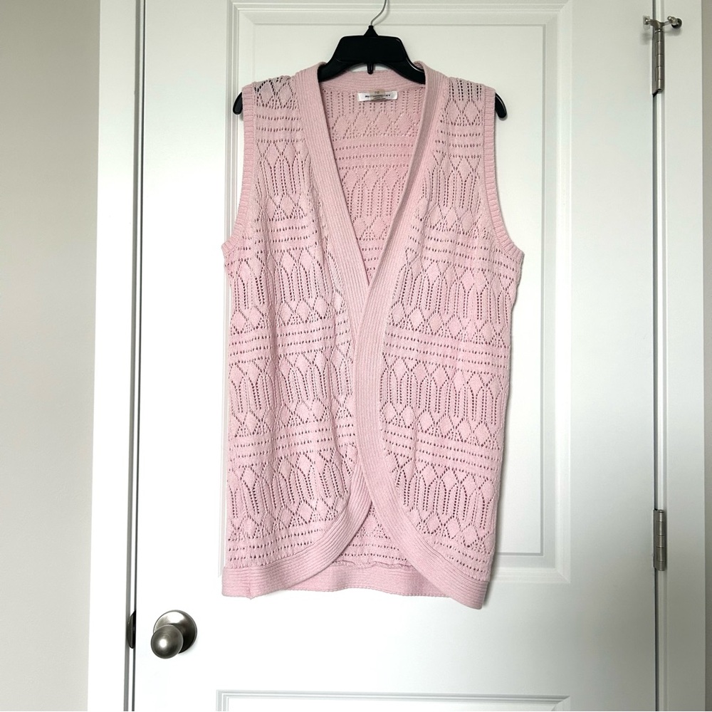 Allison Daley Pink Knit Sleeveless Cardigan